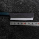 Nakiri Blue Steel #1 Stainless Clad Kurouchi Blue Urushi Handle 165mm (6.5”)-[Musashi]-[Japanese-Kitchen-Knives]