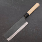 Nakiri Blue Steel #1 Stainless Clad Kurouchi Buffalo Magnolia Handle 165mm (6.5”)-[Musashi]-[Japanese-Kitchen-Knives]
