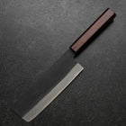 Nakiri Blue Steel #1 Stainless Clad Kurouchi Purple Urushi Handle 165mm-[Musashi]-[Japanese-Kitchen-Knives]