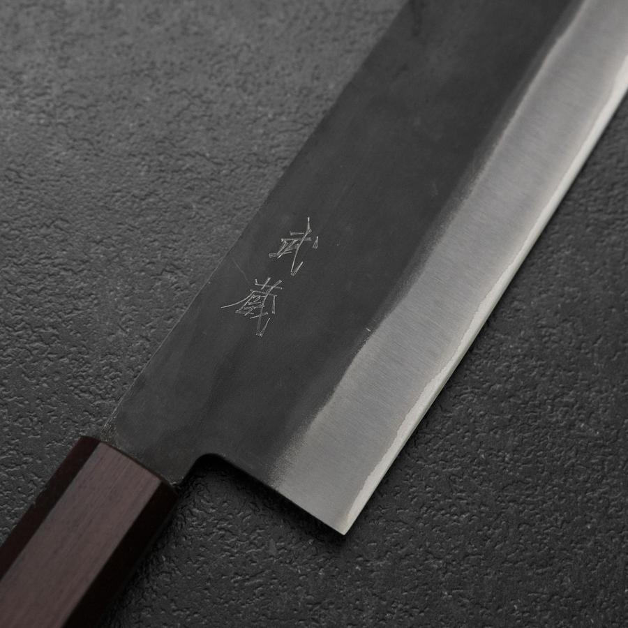 Nakiri Blue Steel #1 Stainless Clad Kurouchi Purple Urushi Handle