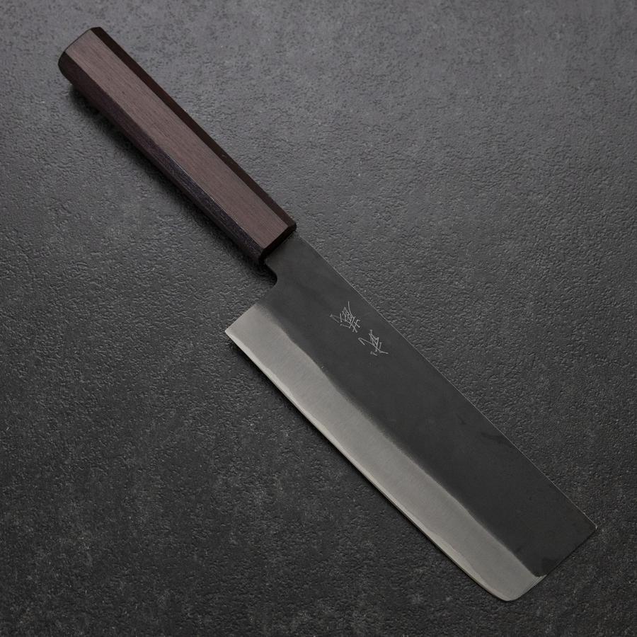 Nakiri Blue Steel #1 Stainless Clad Kurouchi Purple Urushi Handle