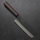 Nakiri Blue Steel #1 Stainless Clad Kurouchi Purple Urushi Handle 165mm-[Musashi]-[Japanese-Kitchen-Knives]
