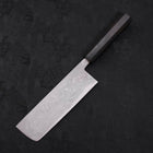 Nakiri Blue Steel #2 Damascus Buffalo Ebony Handle 165mm (6.5”)-[Musashi]-[Japanese-Kitchen-Knives]