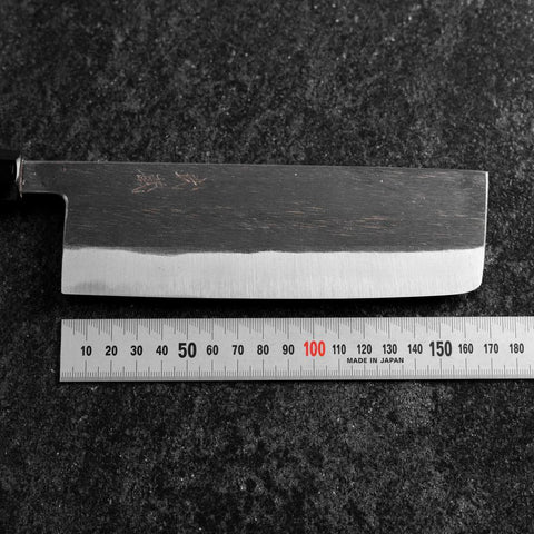 Nakiri Blue Steel #2 Kurouchi Buffalo Ebony Handle 165mm (6.5”)-[Musashi]-[Japanese-Kitchen-Knives]