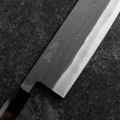 Nakiri Blue Steel #2 Kurouchi Buffalo Ebony Handle 165mm-[Musashi]-[Japanese-Kitchen-Knives]