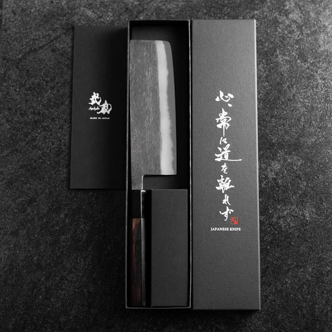 Nakiri Blue Steel #2 Kurouchi Buffalo Ebony Handle 165mm-[Musashi]-[Japanese-Kitchen-Knives]