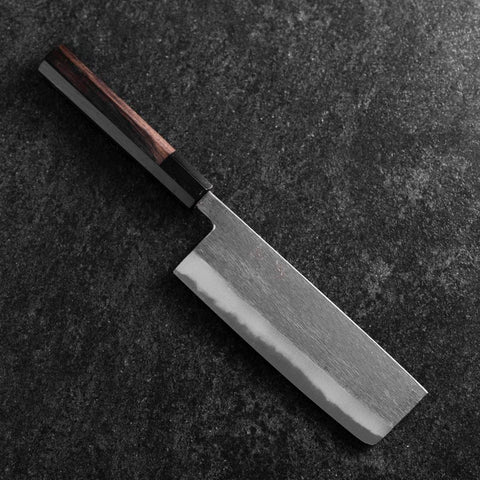 Nakiri Blue Steel #2 Kurouchi Buffalo Ebony Handle 165mm-[Musashi]-[Japanese-Kitchen-Knives]