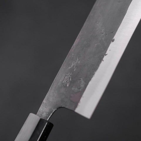 Nakiri Blue Steel #2 Kurouchi Buffalo Teak Handle 165mm (6.5”)-[Musashi]-[Japanese-Kitchen-Knives]