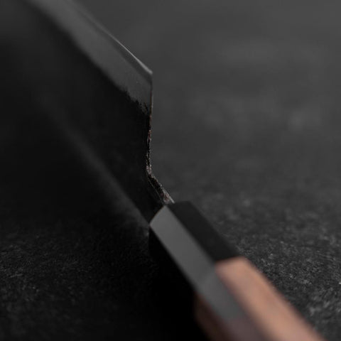 Nakiri Blue Steel #2 Kurouchi Buffalo Walnut Handle 165mm (6.5”)-[Musashi]-[Japanese-Kitchen-Knives]