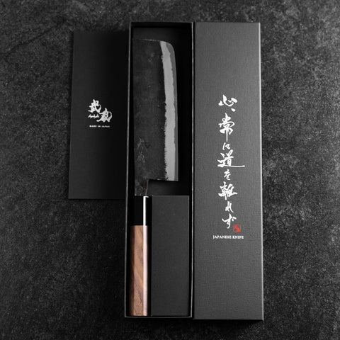 Nakiri Blue Steel #2 Kurouchi Buffalo Walnut Handle 165mm (6.5”)-[Musashi]-[Japanese-Kitchen-Knives]