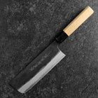 Nakiri Blue Steel #2 Kurouchi Damascus Buffalo Magnolia Handle 165mm-[Musashi]-[Japanese-Kitchen-Knives]