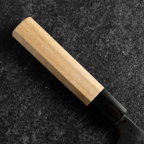 Nakiri Blue Steel #2 Kurouchi Damascus Buffalo Magnolia Handle 165mm-[Musashi]-[Japanese-Kitchen-Knives]