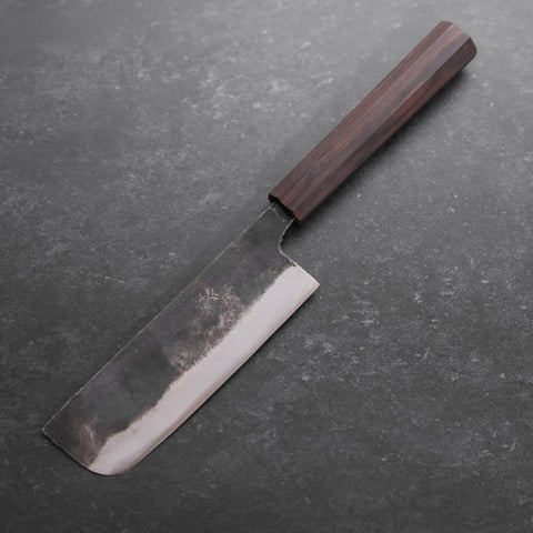 Nakiri Blue Steel #2 Kurouchi Ebony Handle 120mm (4.7”)-[Musashi]-[Japanese-Kitchen-Knives]
