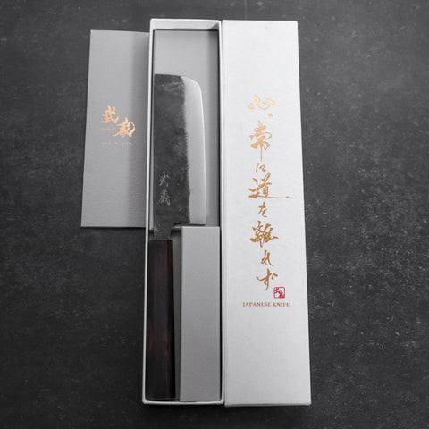 Nakiri Blue Steel #2 Kurouchi Ebony Handle 120mm (4.7”)-[Musashi]-[Japanese-Kitchen-Knives]