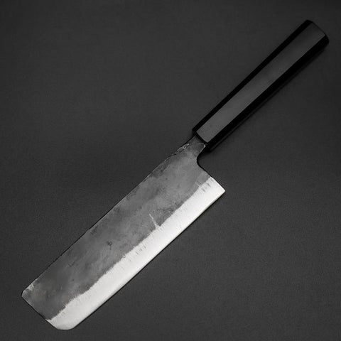 Nakiri Blue Steel #2 Kurouchi Ebony Handle 170mm (6.7”)-[Musashi]-[Japanese-Kitchen-Knives]