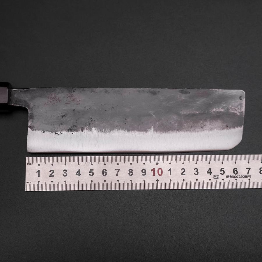 Nakiri Blue Steel #2 Kurouchi Ebony Handle 170mm (6.7”)-[Musashi]-[Japanese-Kitchen-Knives]