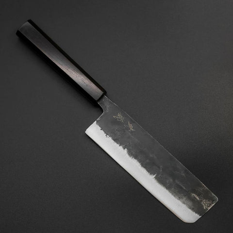 Nakiri Blue Steel #2 Kurouchi Ebony Handle 170mm-[Musashi]-[Japanese-Kitchen-Knives]