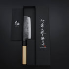 Nakiri Blue Steel #2 Kurouchi Hinoki Handle 135mm (5.3”)-[Musashi]-[Japanese-Kitchen-Knives]