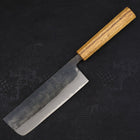 Nakiri Blue Steel #2 Kurouchi Oak Handle 165mm (6.5”)-[Musashi]-[Japanese-Kitchen-Knives]