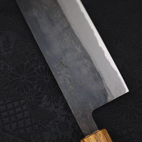 Nakiri Blue Steel #2 Kurouchi Oak Handle 165mm (6.5”)-[Musashi]-[Japanese-Kitchen-Knives]