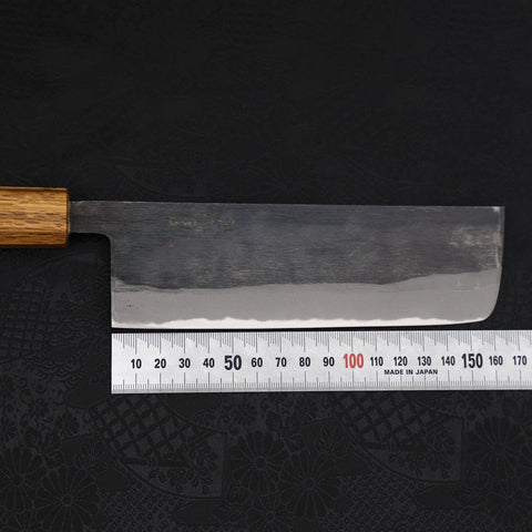 Nakiri Blue Steel #2 Kurouchi Oak Handle 165mm (6.5”)-[Musashi]-[Japanese-Kitchen-Knives]
