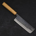 Nakiri Blue Steel #2 Kurouchi Oak Handle 165mm (6.5”)-[Musashi]-[Japanese-Kitchen-Knives]