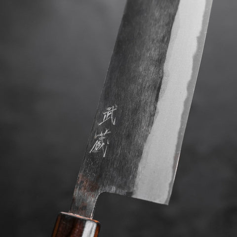 Nakiri Blue Steel #2 Kurouchi Sumi Urushi Handle 165mm (6.5”)-[Musashi]-[Japanese-Kitchen-Knives]