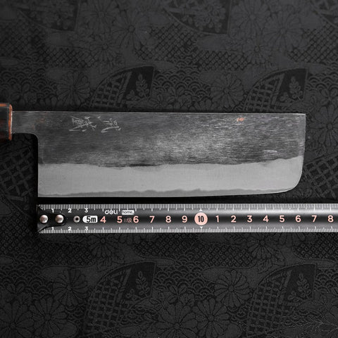 Nakiri Blue Steel #2 Kurouchi Sumi Urushi Handle 165mm (6.5”)-[Musashi]-[Japanese-Kitchen-Knives]