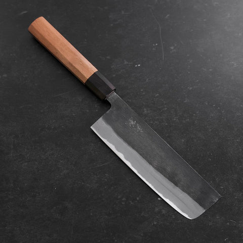 Nakiri Blue Steel #2 Kurouchi Walnut Handle 165mm (6.5”)-[Musashi]-[Japanese-Kitchen-Knives]