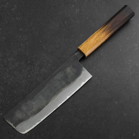 Nakiri Blue Steel #2 Kurouchi Yaki Urushi Handle 165mm (6.5”)-[Musashi]-[Japanese-Kitchen-Knives]