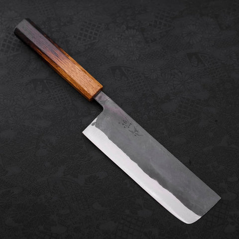 Nakiri Blue Steel #2 Kurouchi Yaki Urushi Handle 165mm (6.5”)-[Musashi]-[Japanese-Kitchen-Knives]