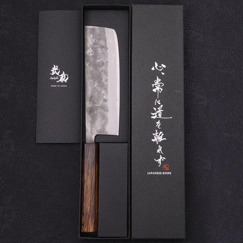 Nakiri Blue Steel #2 Nashiji Sumi Urushi Handle 165mm (6.5”)-[Musashi]-[Japanese-Kitchen-Knives]