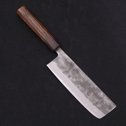 Nakiri Blue Steel #2 Nashiji Sumi Urushi Handle 165mm (6.5”)-[Musashi]-[Japanese-Kitchen-Knives]