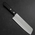 Nakiri Blue Steel #2 Polished Stainless Clad Western Handle 160mm (6.3”)-[Musashi]-[Japanese-Kitchen-Knives]