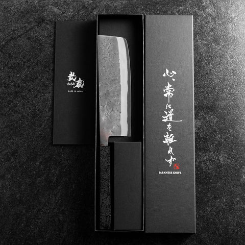 Nakiri Blue Steel #2 Stainless Clad Nashiji Black Ishime Handle 165mm-[Musashi]-[Japanese-Kitchen-Knives]