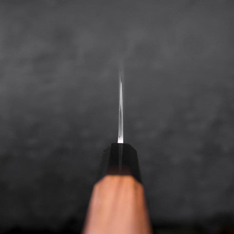 Nakiri Blue Steel #2 Stainless Clad Nashiji Buffalo Teak Handle 165mm (6.5”)-[Musashi]-[Japanese-Kitchen-Knives]