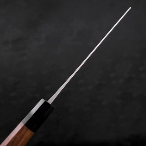 Nakiri Blue Steel #2 Stainless Clad Nashiji Buffalo Teak Handle 165mm (6.5”)-[Musashi]-[Japanese-Kitchen-Knives]