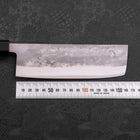 Nakiri Blue Steel #2 Stainless Clad Nashiji Buffalo Teak Handle 165mm (6.5”)-[Musashi]-[Japanese-Kitchen-Knives]