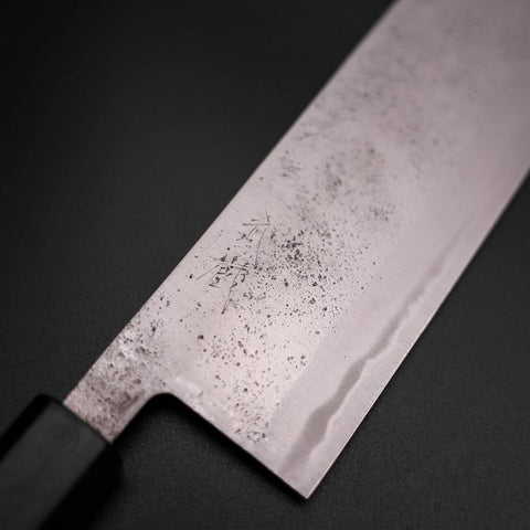 Nakiri Blue Steel #2 Stainless Clad Nashiji Dark Blue Urushi Handle 165mm (6.5”)-[Musashi]-[Japanese-Kitchen-Knives]