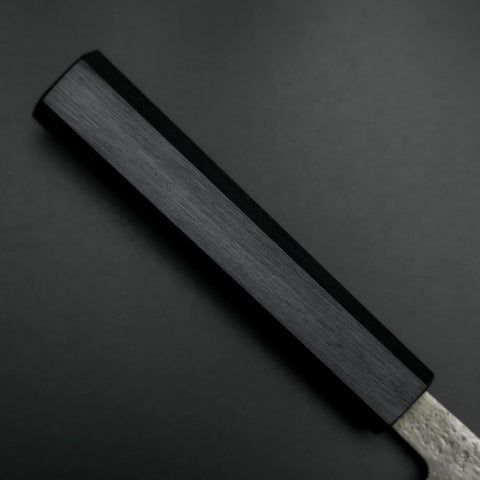 Nakiri Blue Steel #2 Stainless Clad Nashiji Dark Blue Urushi Handle 165mm (6.5”)-[Musashi]-[Japanese-Kitchen-Knives]