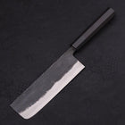 Nakiri Blue Super Kurouchi Buffalo Ebony Handle 165mm (6.5”)-[Musashi]-[Japanese-Kitchen-Knives]