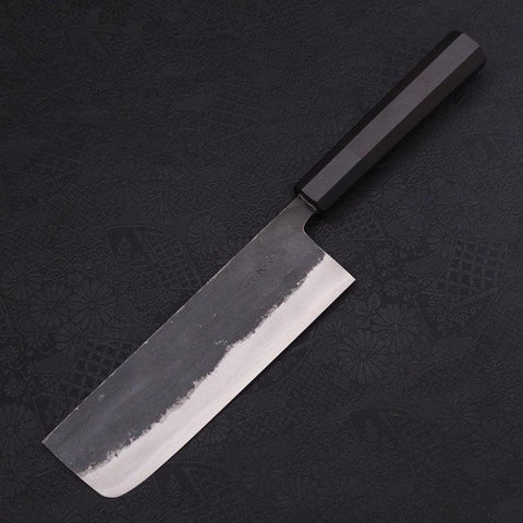 Nakiri Blue Super Kurouchi Buffalo Ebony Handle 165mm (6.5”)-[Musashi]-[Japanese-Kitchen-Knives]