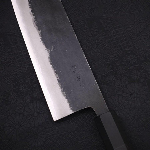 Nakiri Blue Super Kurouchi Buffalo Ebony Handle 165mm (6.5”)-[Musashi]-[Japanese-Kitchen-Knives]