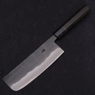 Nakiri Blue steel #2 Kurouchi Buffalo Ebony Handle 165mm-Blue steel #2-Kurouchi-Japanese Handle-[Musashi]-[Japanese-Kitchen-Knives]