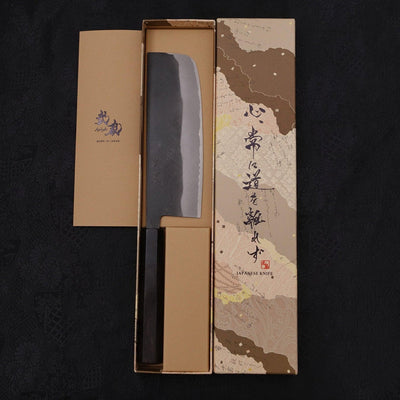 Nakiri Blue steel #2 Kurouchi Buffalo Ebony Handle 165mm-Blue steel #2-Kurouchi-Japanese Handle-[Musashi]-[Japanese-Kitchen-Knives]