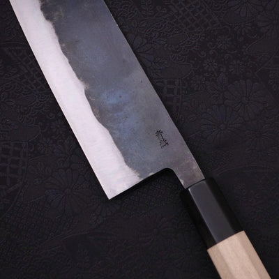 Nakiri Blue steel #2 Kurouchi Buffalo Magnolia Handle 165mm-Blue steel #2-Kurouchi-Japanese Handle-[Musashi]-[Japanese-Kitchen-Knives]