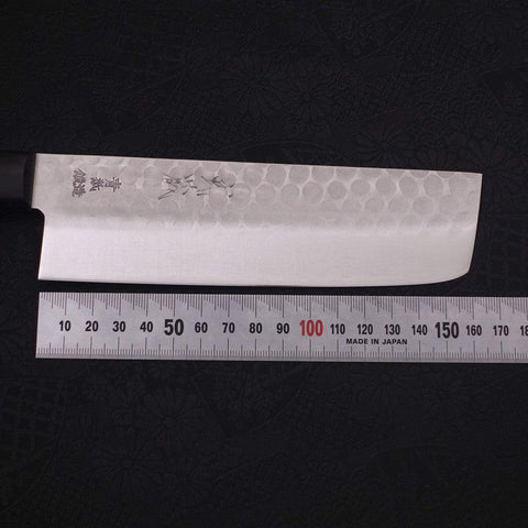 Nakiri Blue Steel #2 Tsuchime Stainless Clad Western Handle 165mm-[Musashi]-[Japanese-Kitchen-Knives]