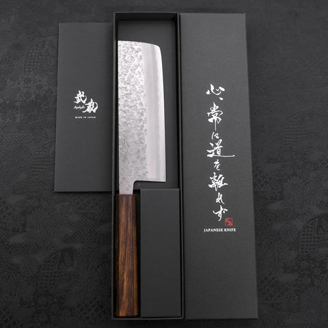 Nakiri Chromax Mirror Tsuchime Sumi Urushi Handle 165mm (6.5”)-[Musashi]-[Japanese-Kitchen-Knives]