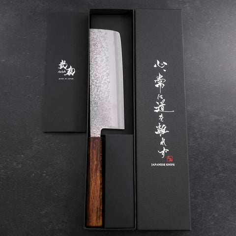 Nakiri Chromax Tsuchime Sumi Urushi Handle 165mm (6.5”)-[Musashi]-[Japanese-Kitchen-Knives]