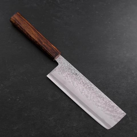 Nakiri Chromax Tsuchime Sumi Urushi Handle 165mm (6.5”)-[Musashi]-[Japanese-Kitchen-Knives]
